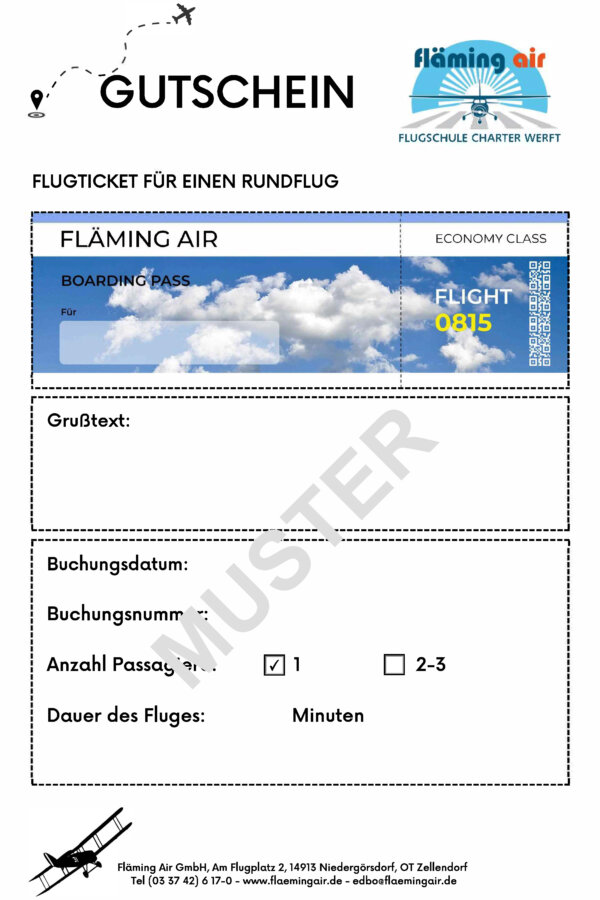Gutschein für einen Rundflug